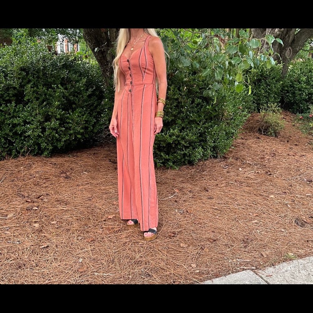 Urban Outfitters UO Ashley Striped long romper jumpsuit small p open back NWOT - Picture 13 of 15